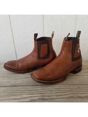 Los Altos Botin Charro Mens Belmont Brown Leather Goring Ankle Boots 7.5